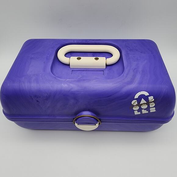 Vintage Caboodles Makeup Case Purple Swirl Mirror Slide Out Trays 3 Tiers 920381 - Picture 2 of 16